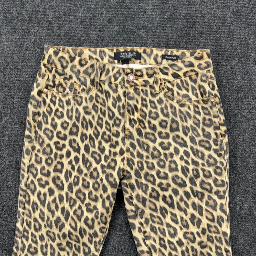 Judy Blue Leopard Print Skinny Fit Stretch Denim Jeans Size 7/28 Tan Brown - Picture 6 of 11